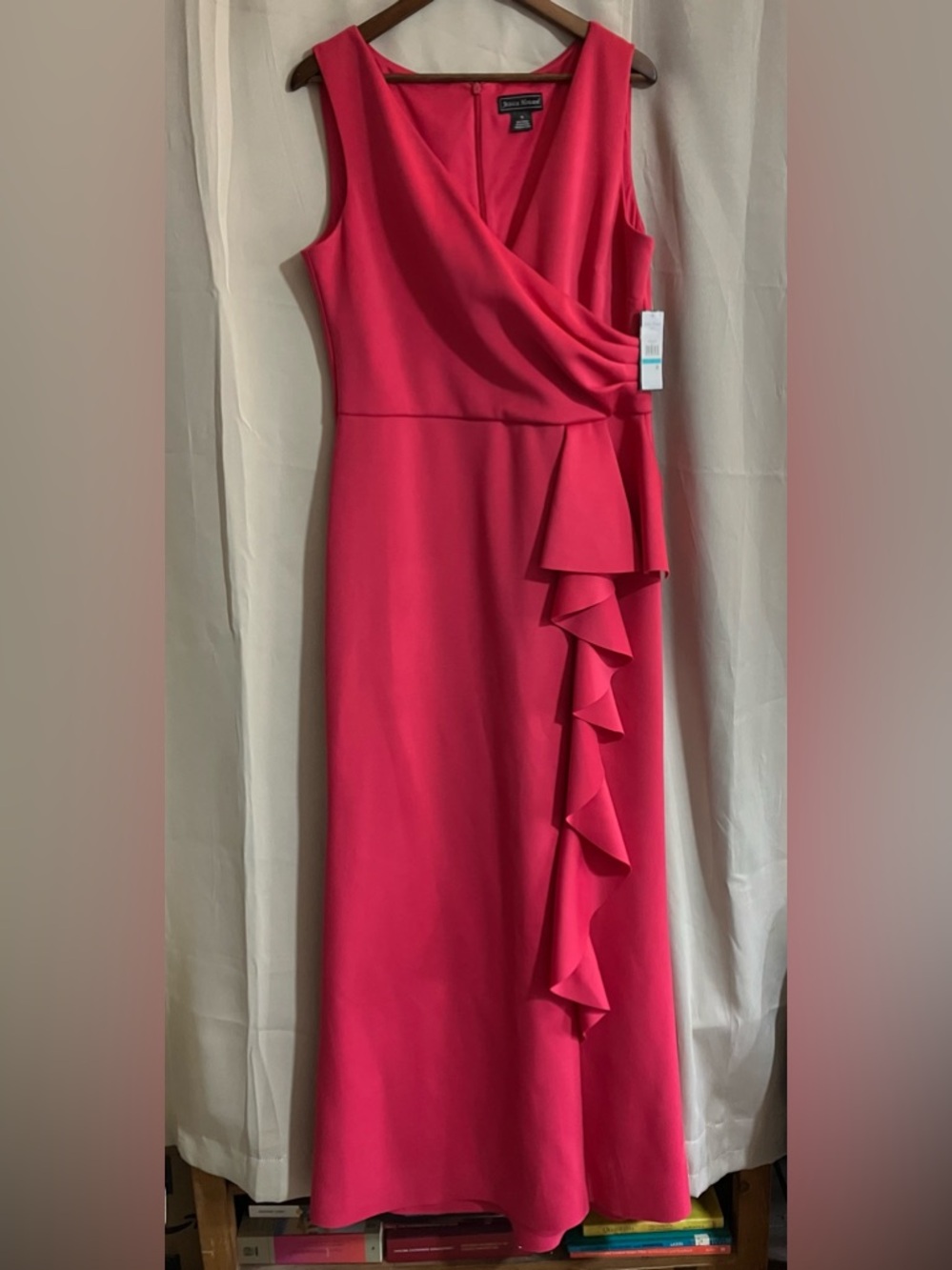 Jessica Howard Fuchsia Sleeveless Ruffle Midi Formal Dress